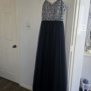 Blondie Nites Black and Cream Sleeveless Maxi Gown